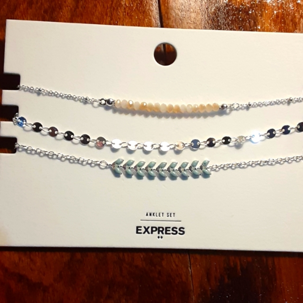 Express silver anklet set